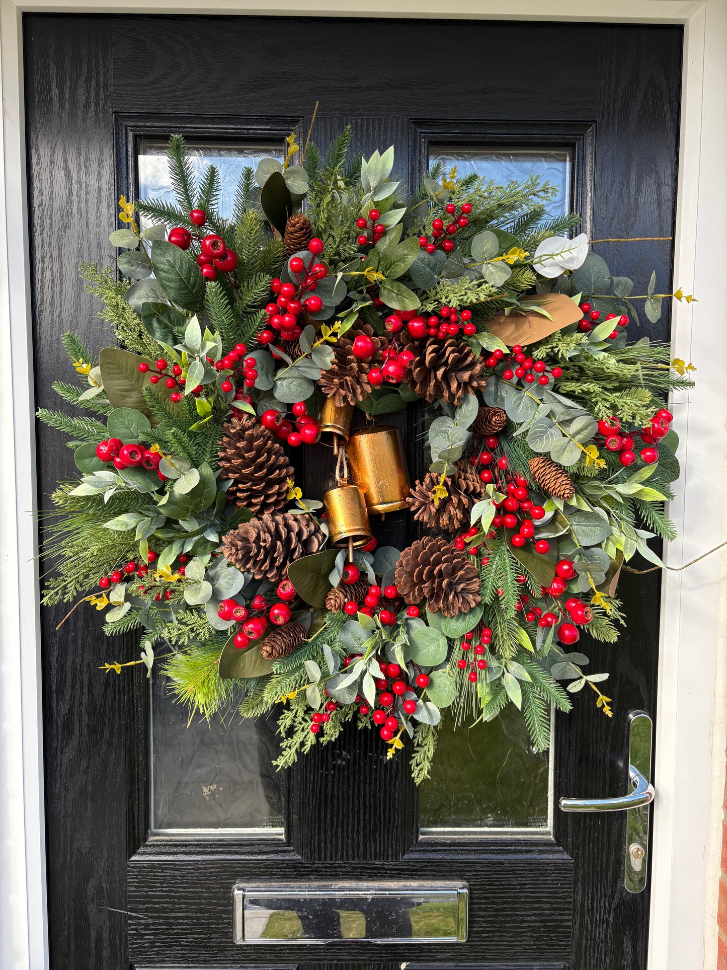 Luxe Pinecone Snowberry Bell Wreath