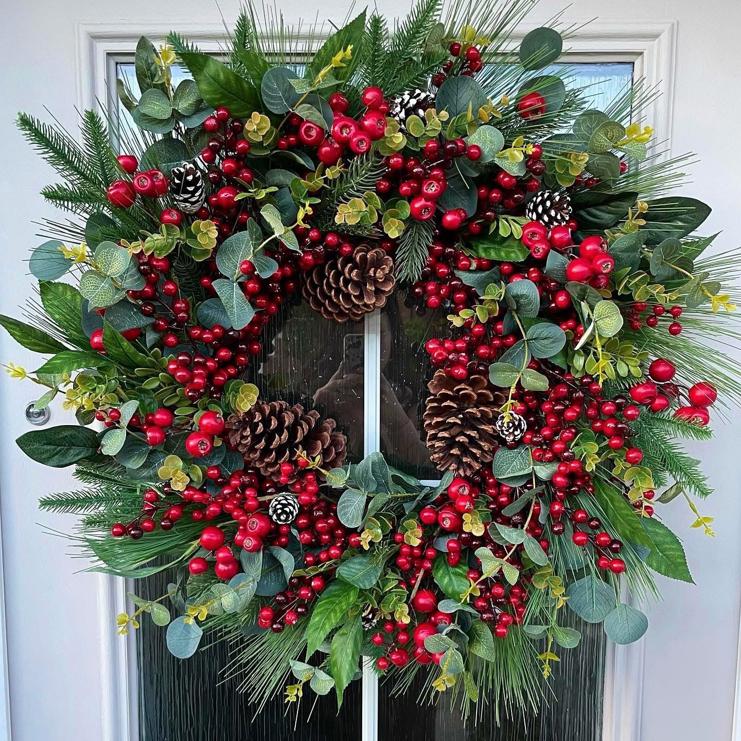 XL Red Berry Cone Wreath Large 70cm