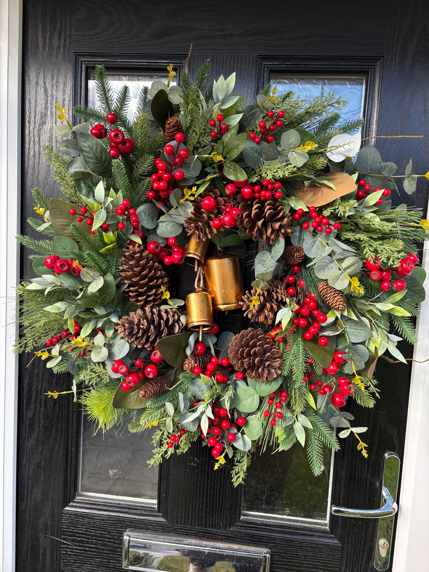 Luxe Pinecone Snowberry Bell Wreath