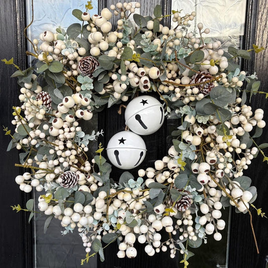 Bell White Rustic Berry Cone Wreath Large