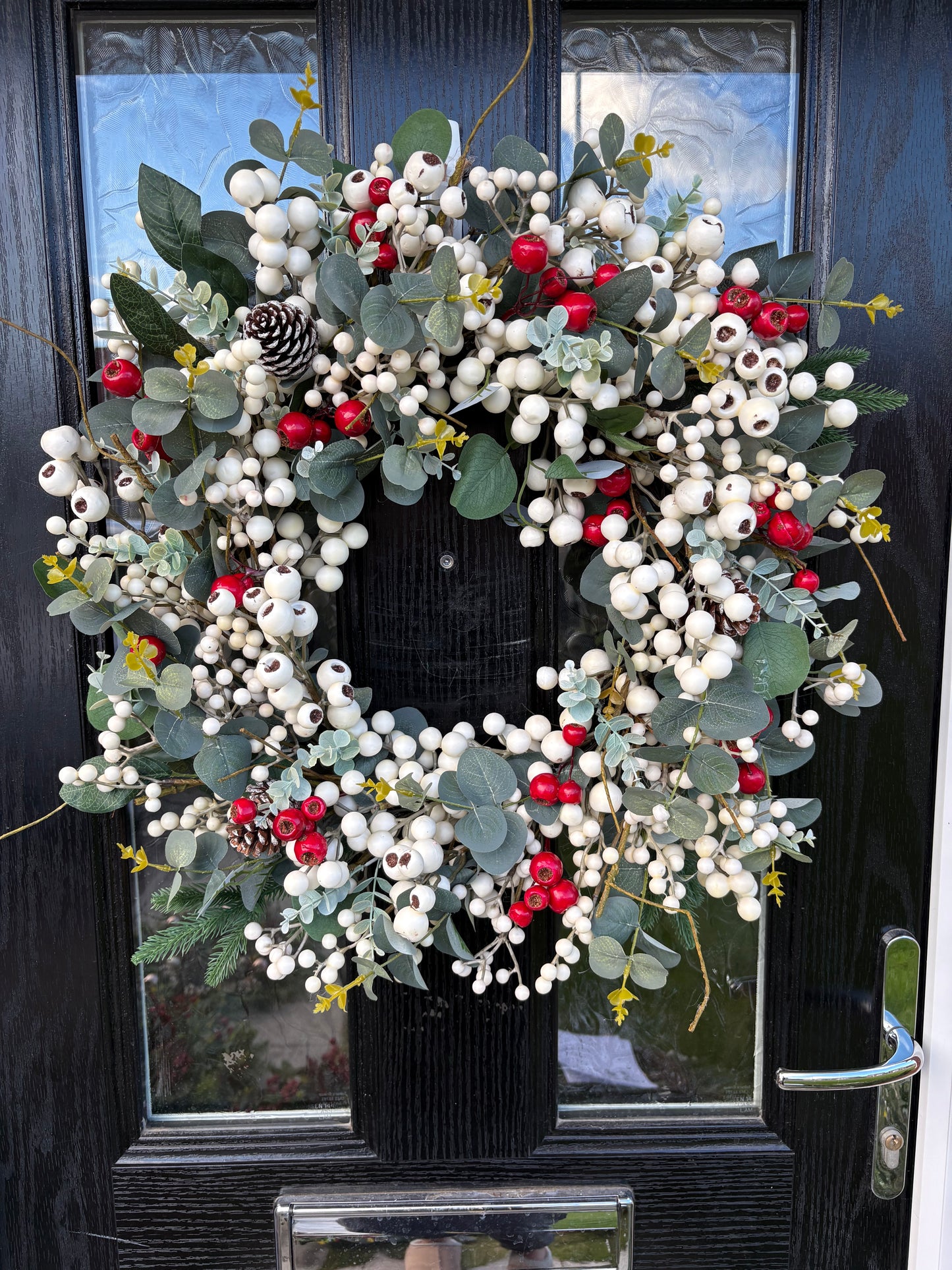 Rustic White and Red Berry Wreath