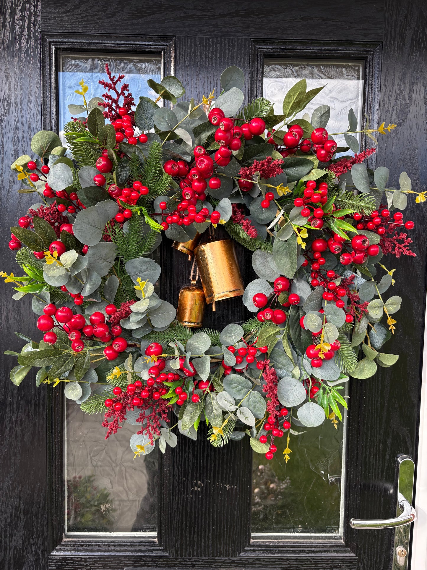 Classic Red Berry Bell Eucalyptus Wreath