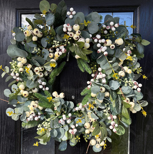 White Berry Eucalyptus Wreath
