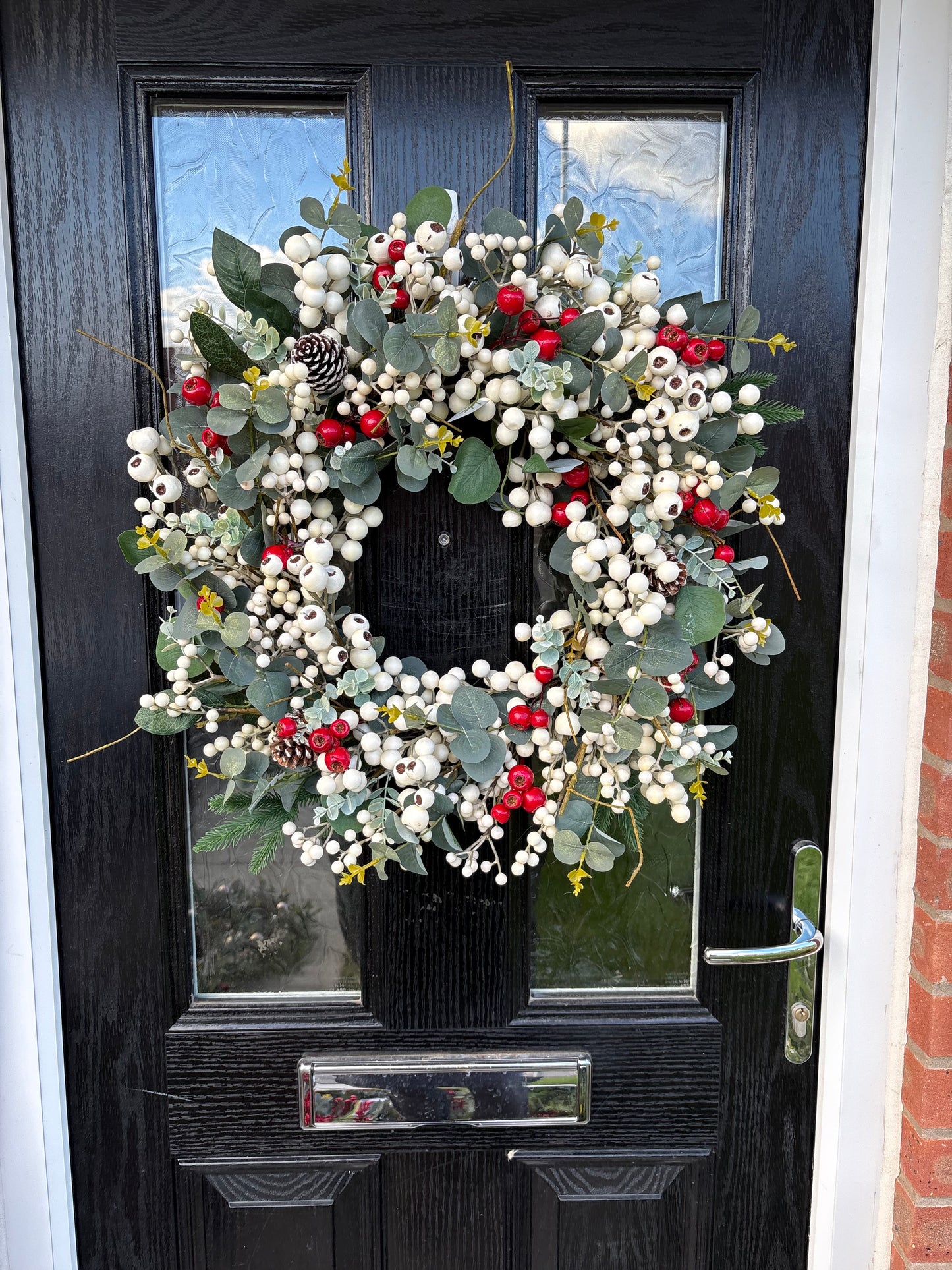 Rustic White and Red Berry Wreath