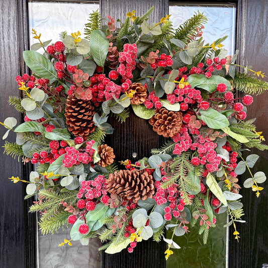 Frosted Red Berry Wreath Large