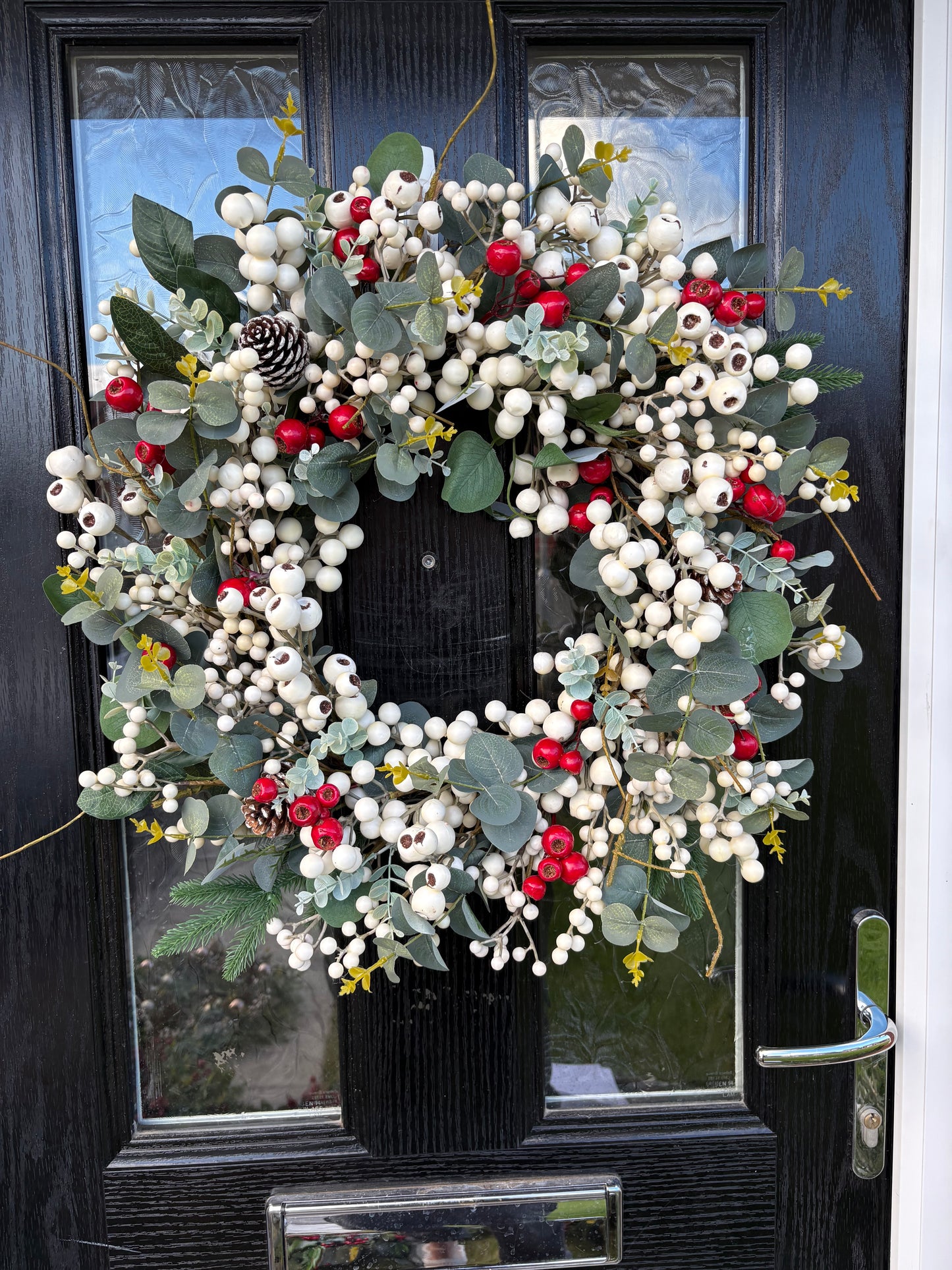Rustic White and Red Berry Wreath