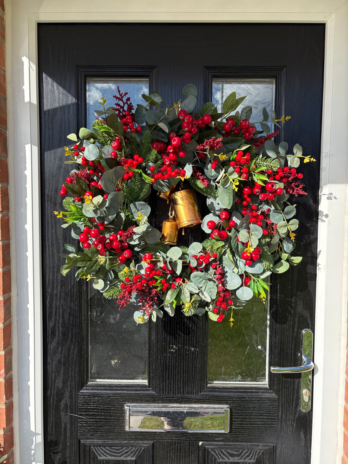 Classic Red Berry Bell Eucalyptus Wreath