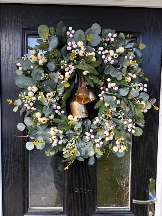 Classic Ivory Berry Bell Eucalyptus Wreath