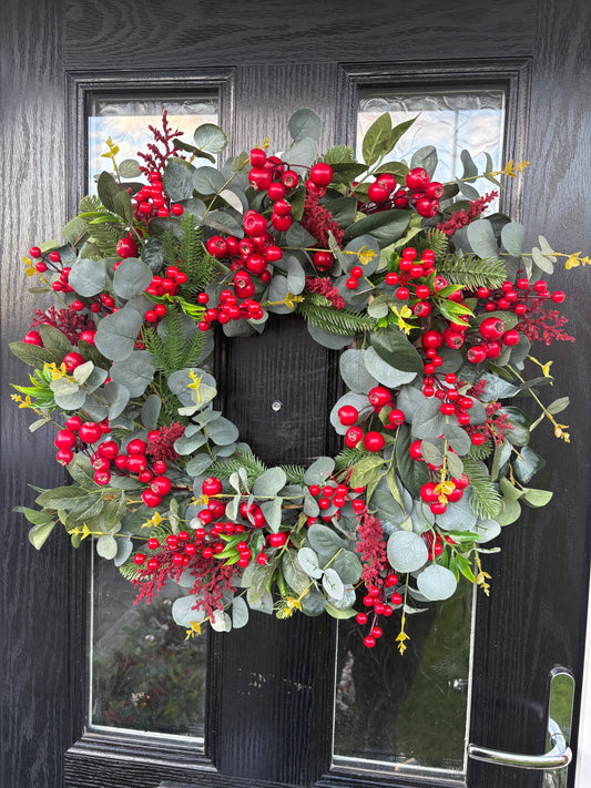 Classic Red Berry Eucalyptus Wreath