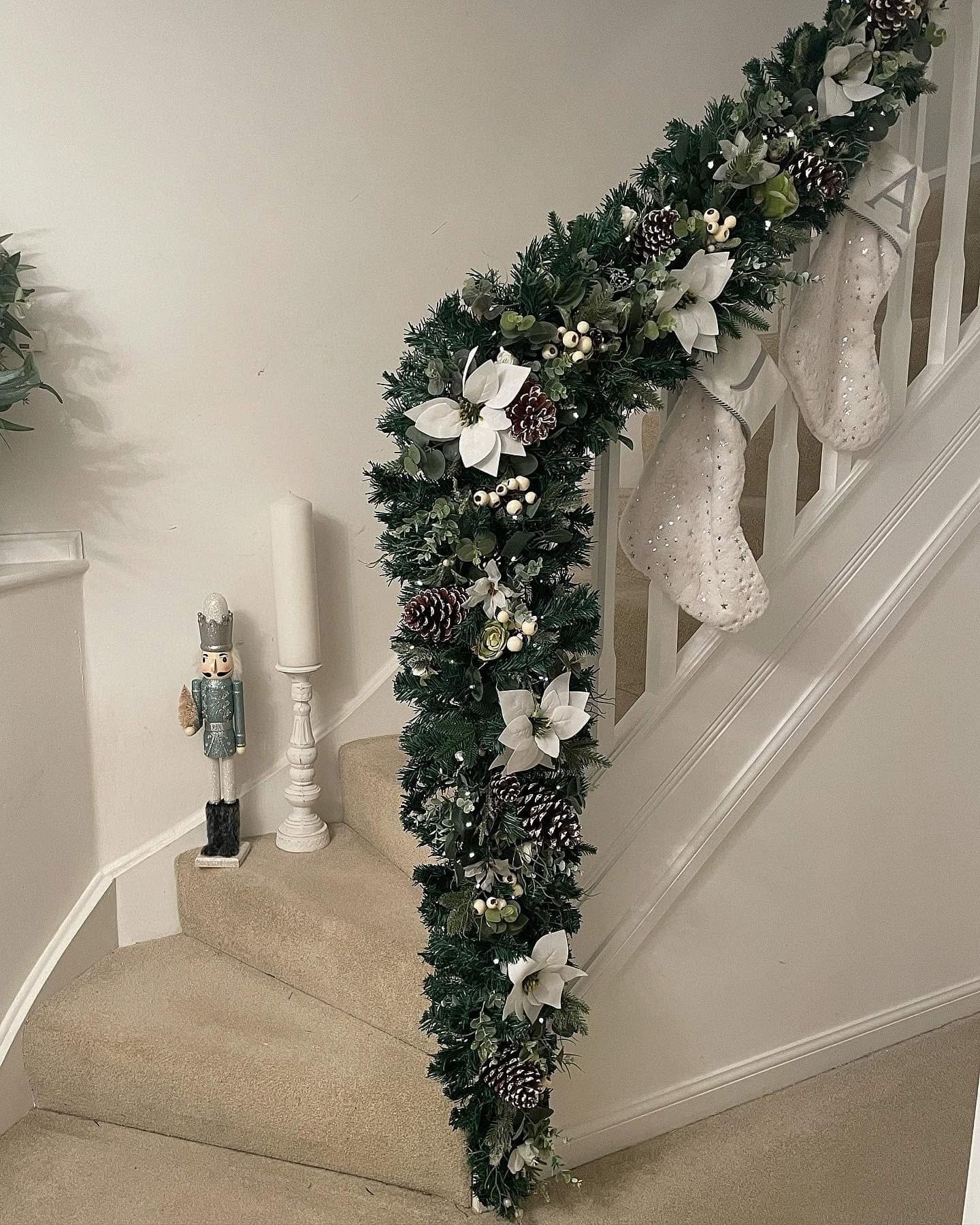 Luxury XL White stair Garland