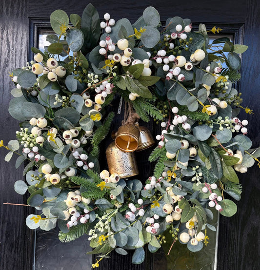 Classic White Bell Berry Eucalyptus Wreath