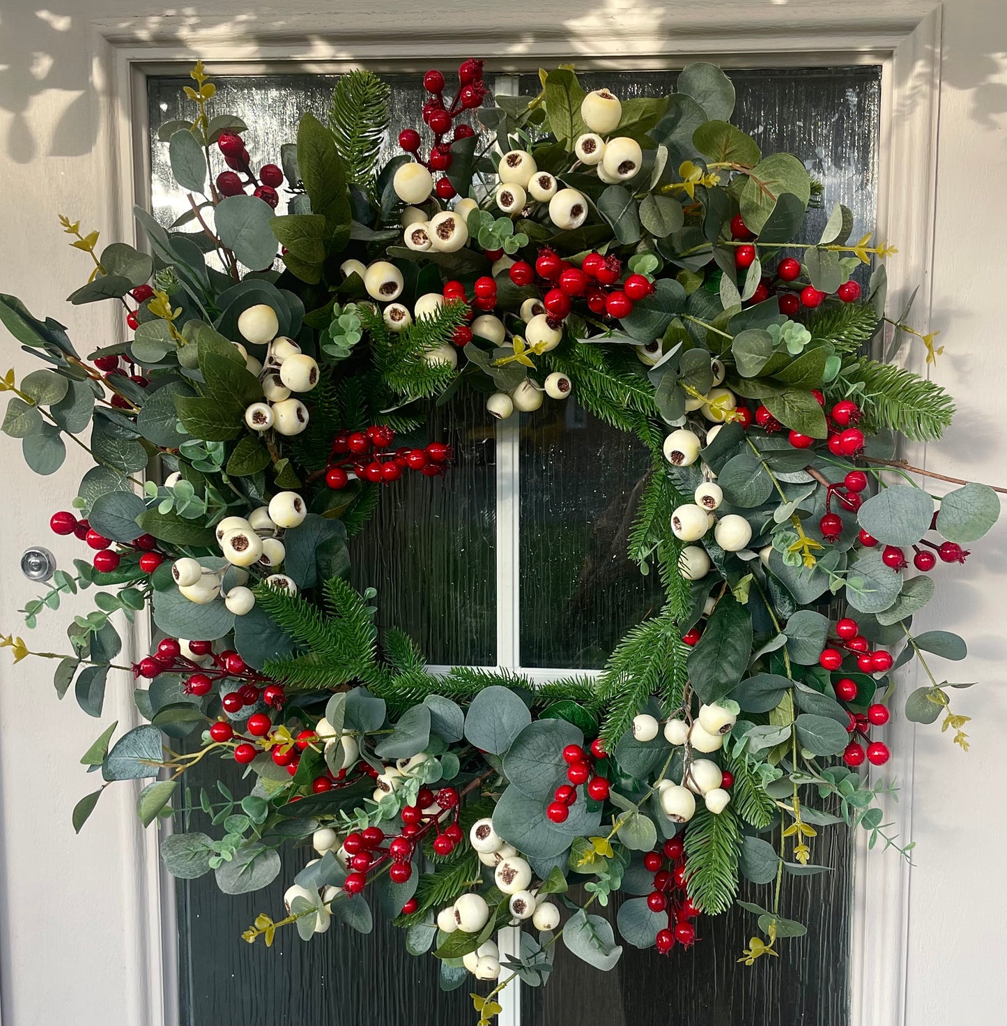 Classic Red and White Berry Eucalyptus Wreath